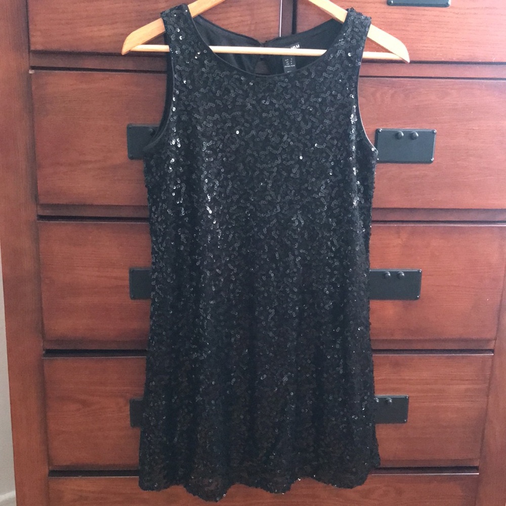Size Small, Black Midi Fully Lined, Sleeveless Sequin Dress, H&M